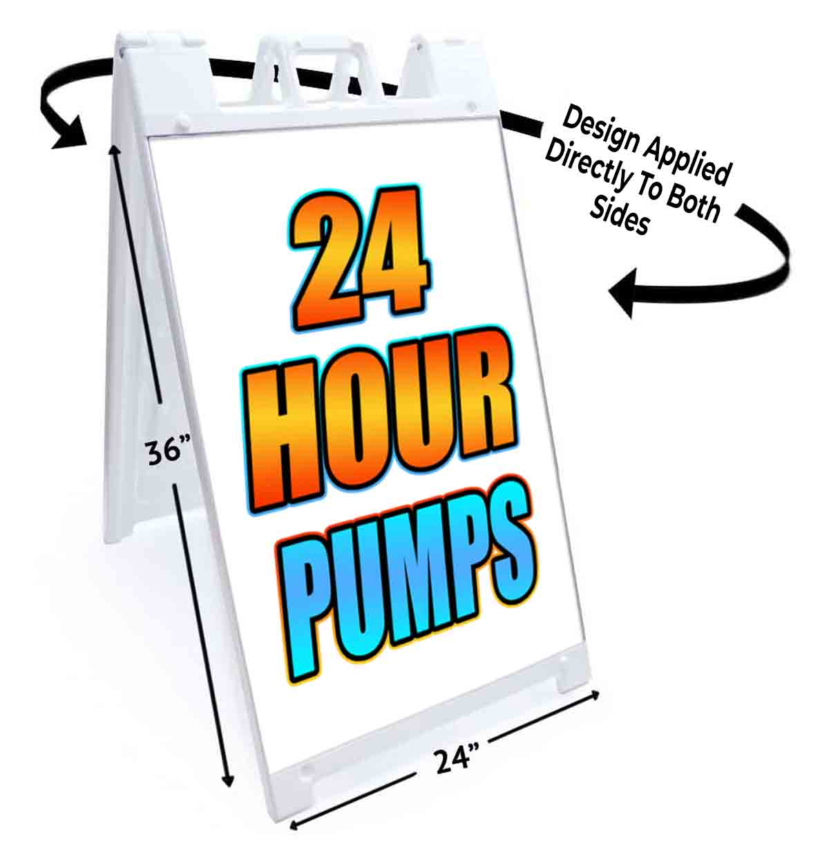 24 HOUR PUMPS Signicade 24×36 Aframe Sidewalk Sign Banner Decal PLUMBING AUTO