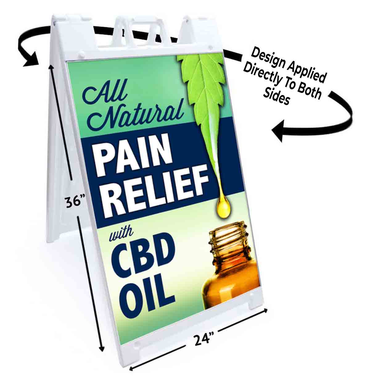 ALL NATURAL PAIN RELIEF CBD Signicade 24×36 Aframe Sidewalk Sign Banner Decal