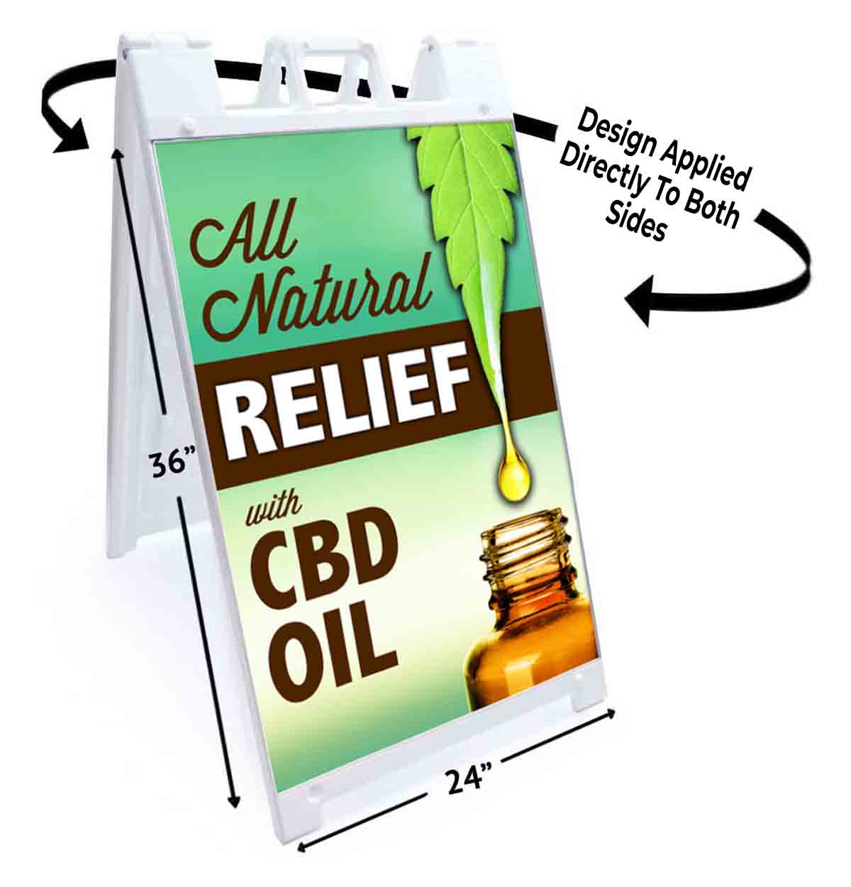ALL NATURAL RELIEF CBD OIL Signicade 24×36 Aframe Sidewalk Sign Banner Decal