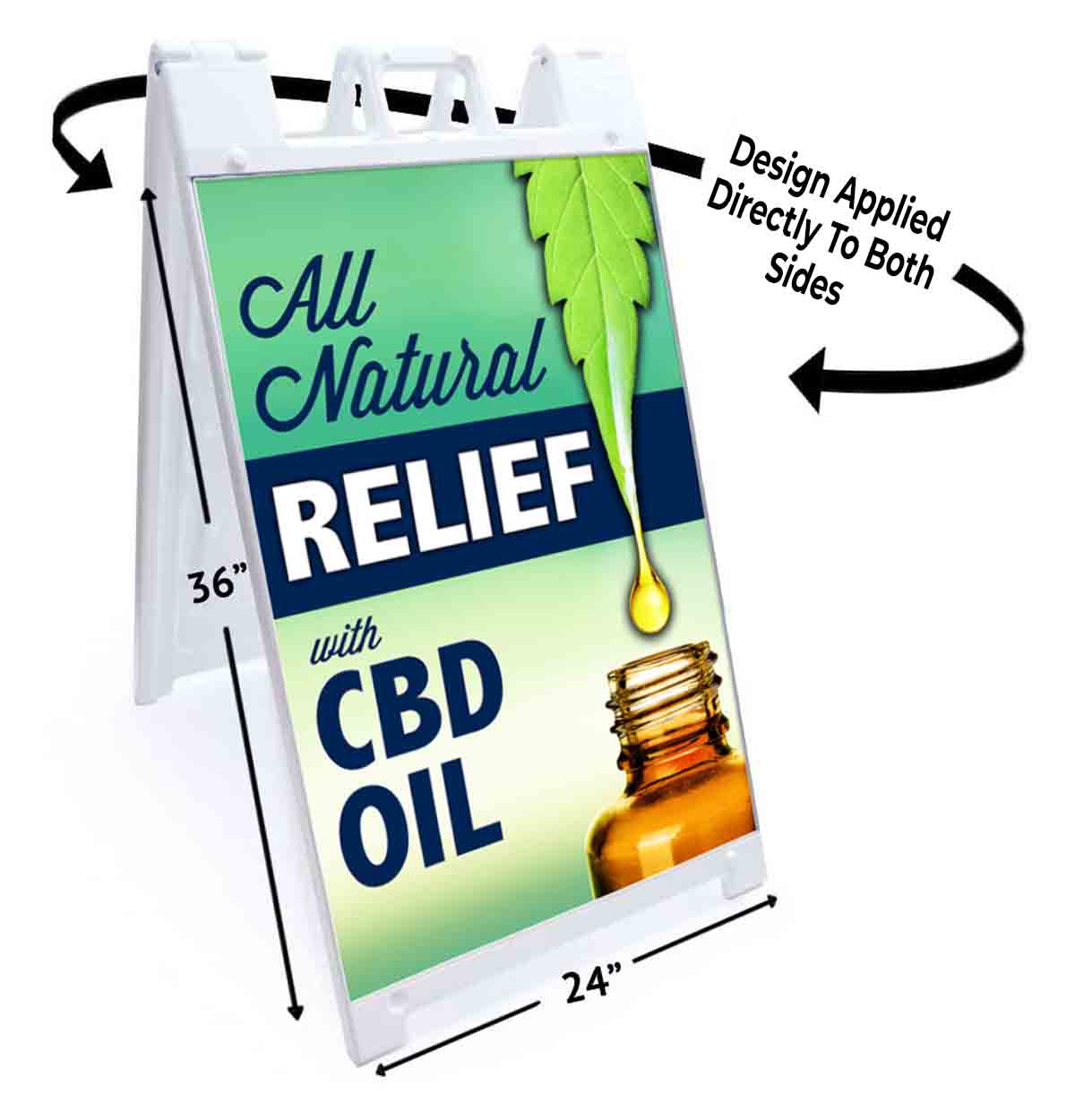 ALL NATURAL RELIEF CBD OIL Signicade 24×36 Aframe Sidewalk Sign Banner Decal