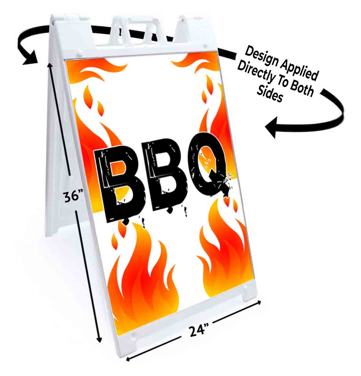 BBQ FLAMES Signicade 24×36 Aframe Sidewalk Decal Sign Banner FOOD CHICKEN