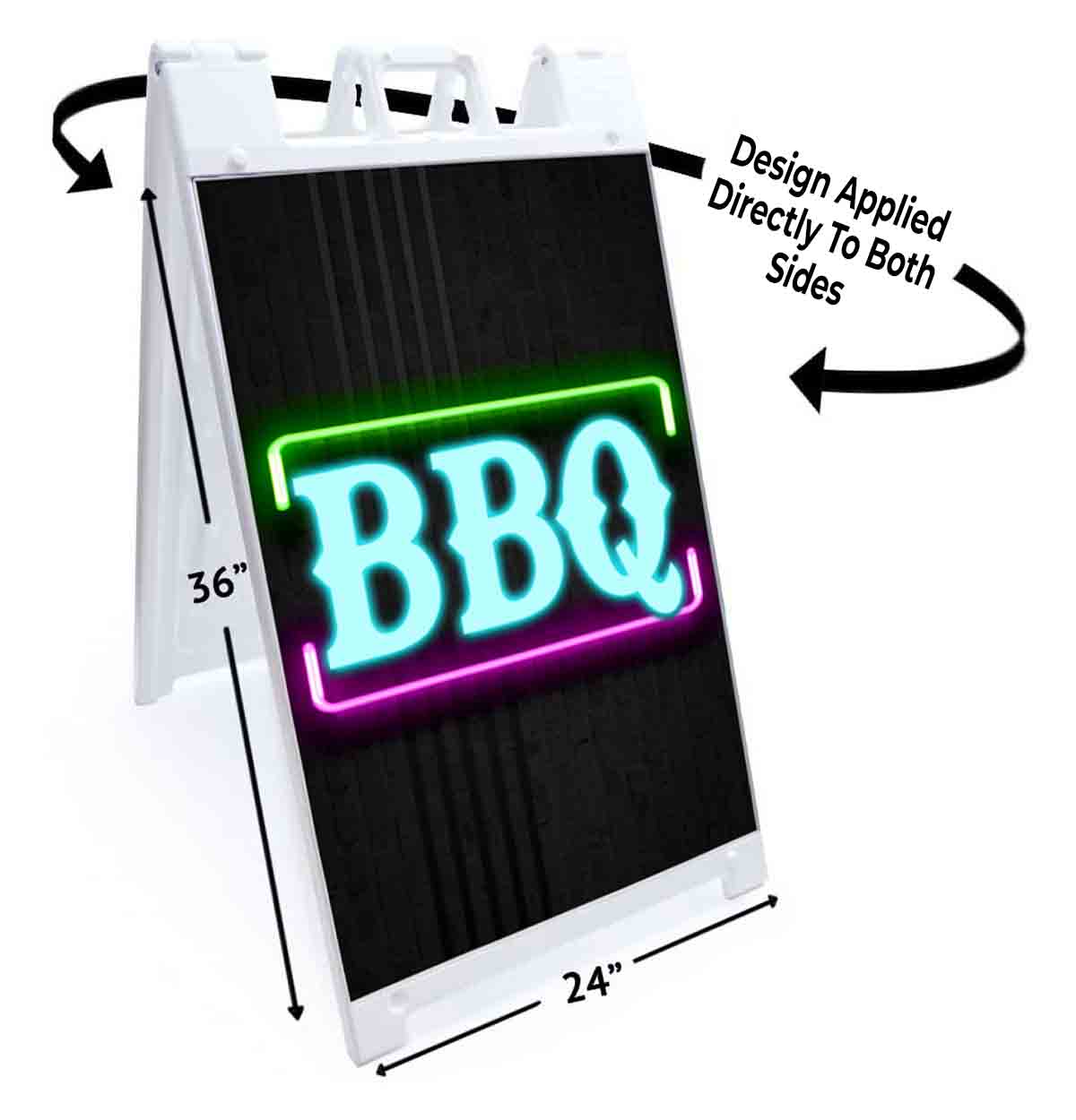 BBQ NEON Signicade 24×36 Aframe Sidewalk Sign Banner Decal GRILL BARBEQUE