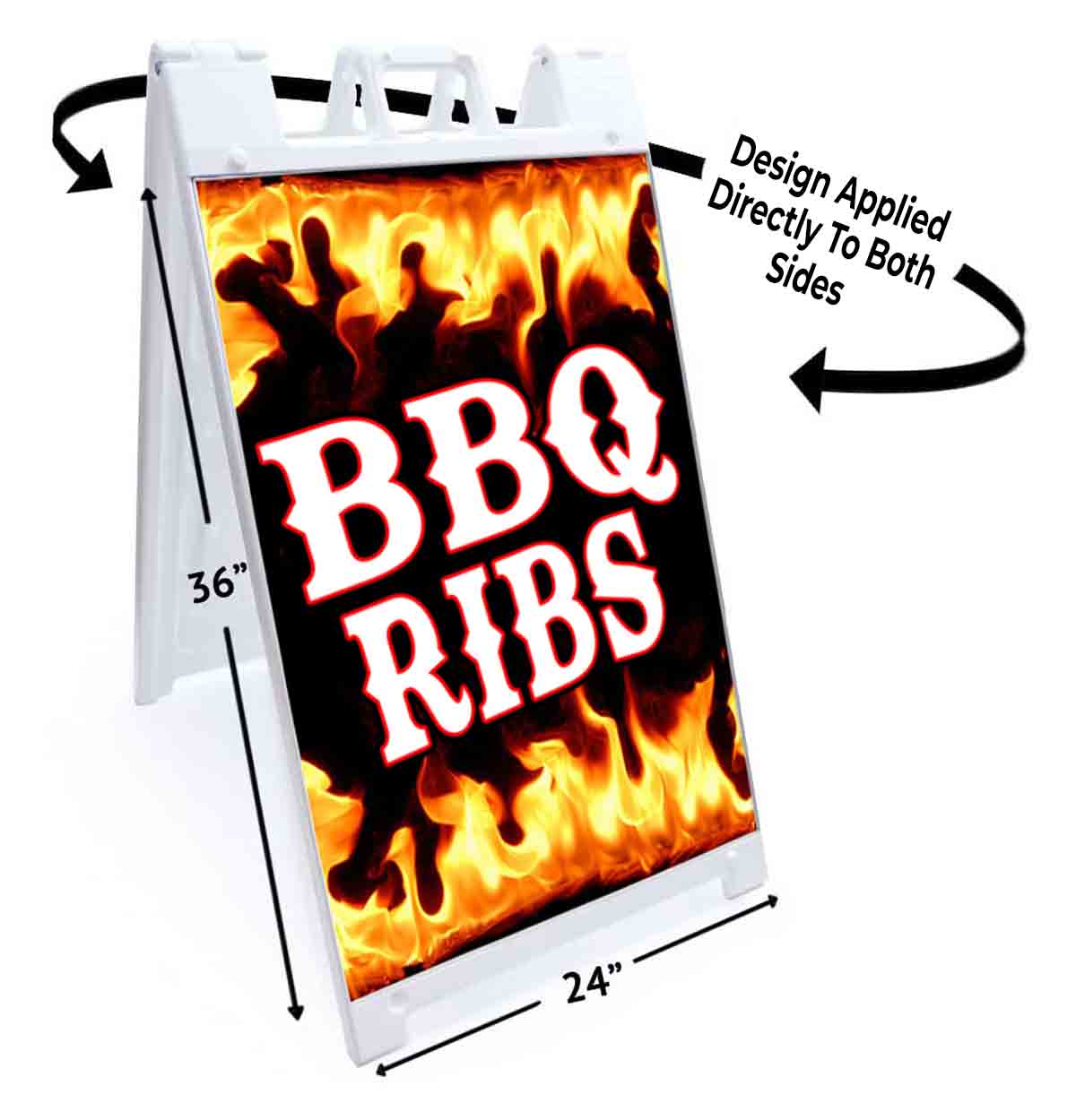 BBQ RIBS Signicade 24×36 Aframe Sidewalk Sign Banner Decal BARBEQUE FOOD