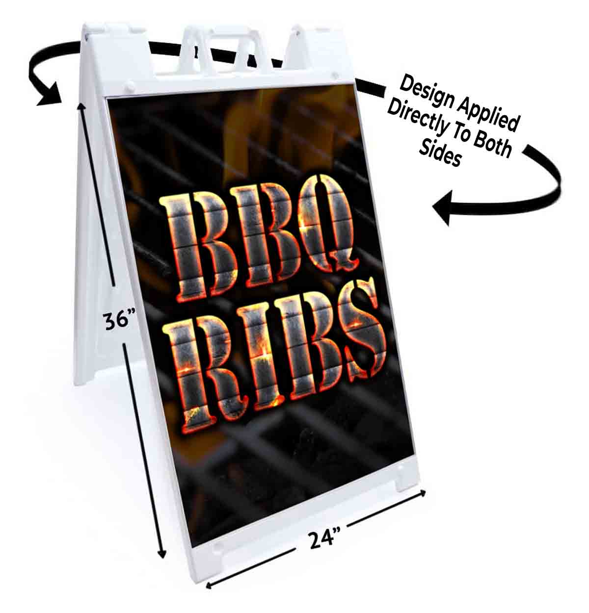 BBQ RIBS Signicade 24×36 Aframe Sidewalk Sign Banner Decal BARBEQUE FOOD