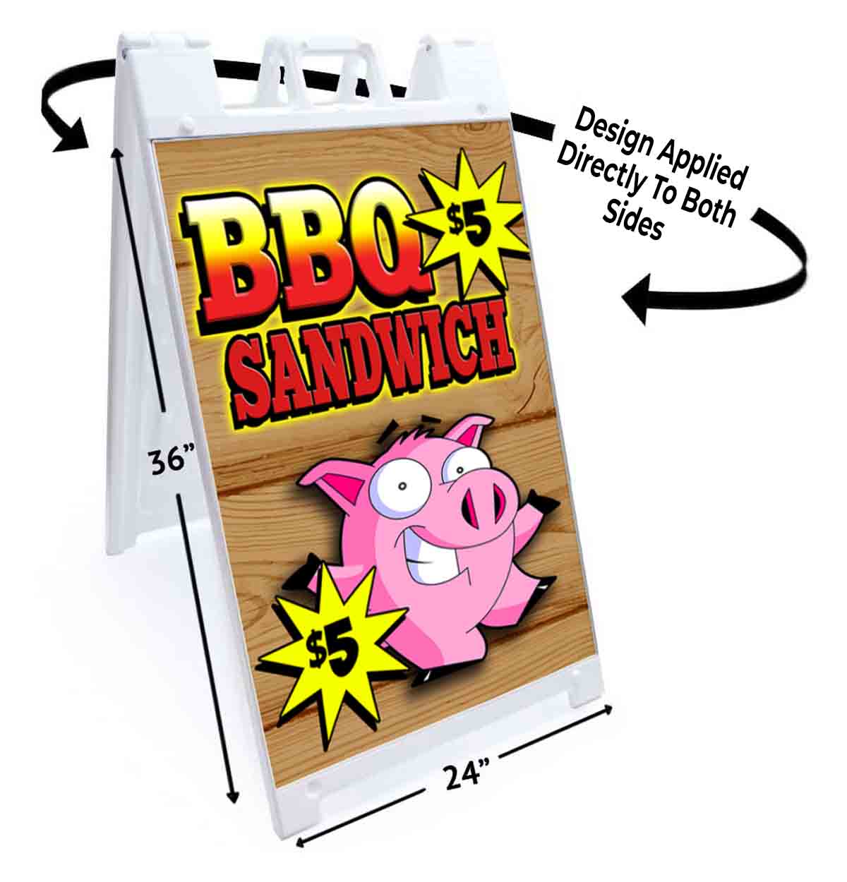 BBQ SANDWICH 5 DOLLARS Signicade 24×36 Aframe Sidewalk Decal Sign Banner SALE