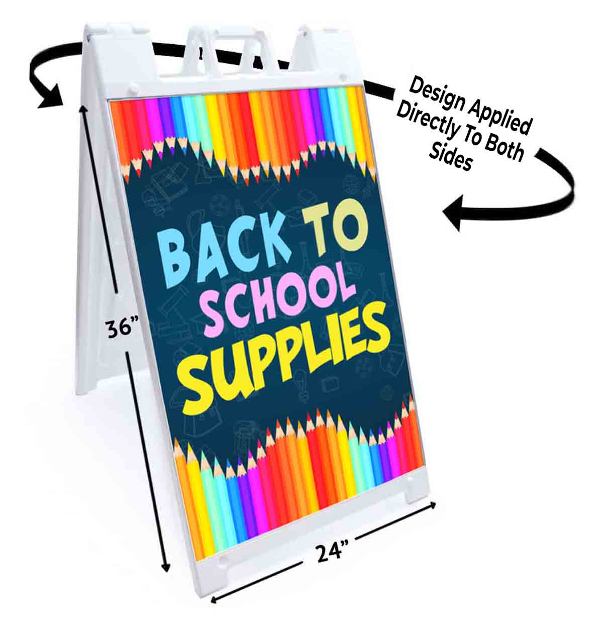 BACK TO SCHOOL SUPPLIES Signicade 24×36 Aframe Sidewalk Sign Banner Decal