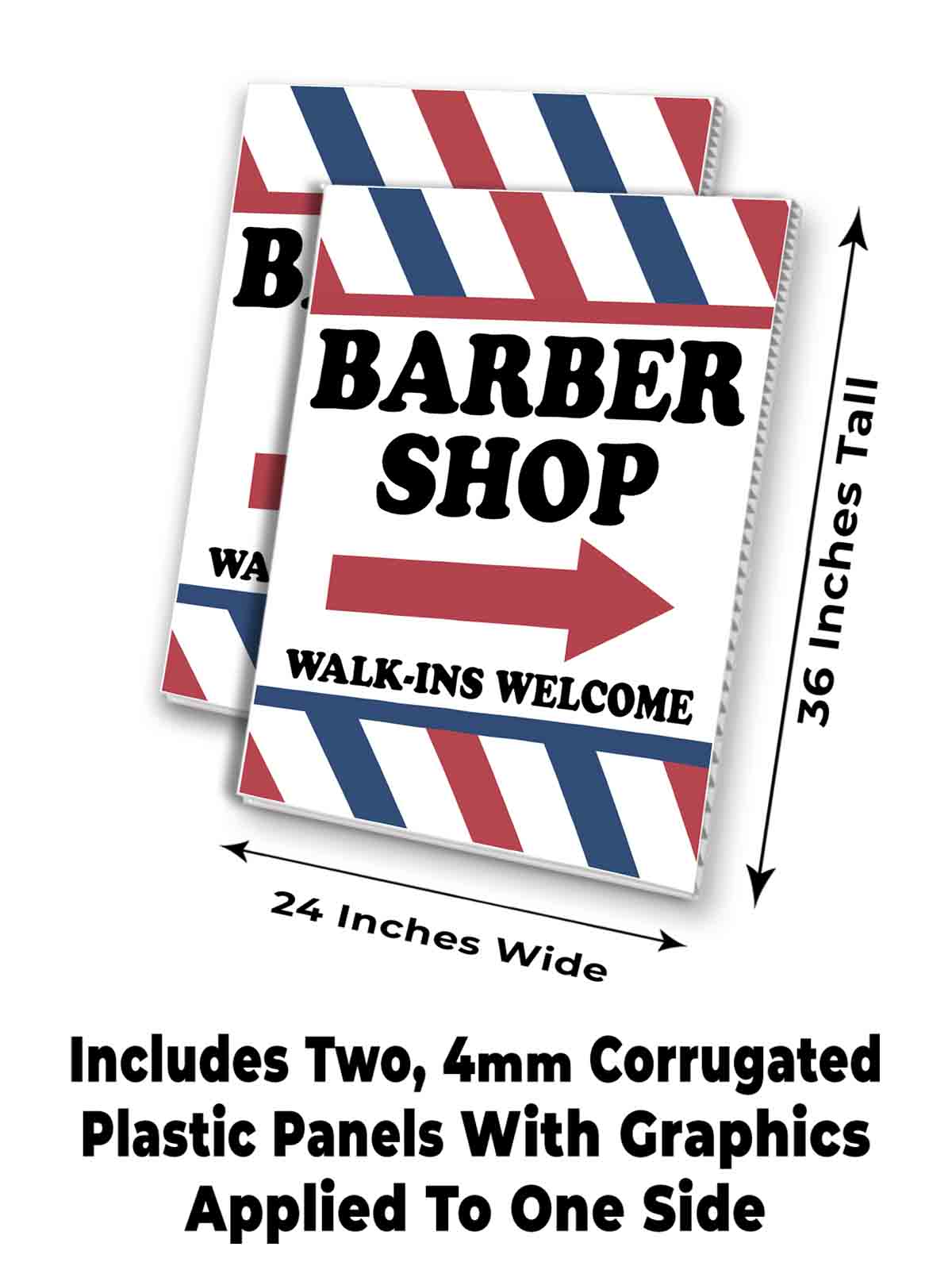 BARBER SHOP RIGHT ARROW Signicade 24x36 Aframe Sidewalk Sign Banner Decal - Picture 7 of 9