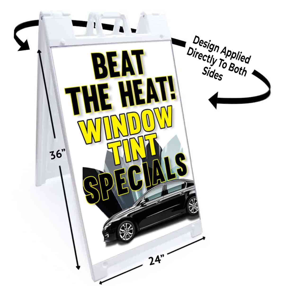 BEAT THE HEAT WINDOW TINT Signicade 24×36 Aframe Sidewalk Sign Banner Decal AUTO