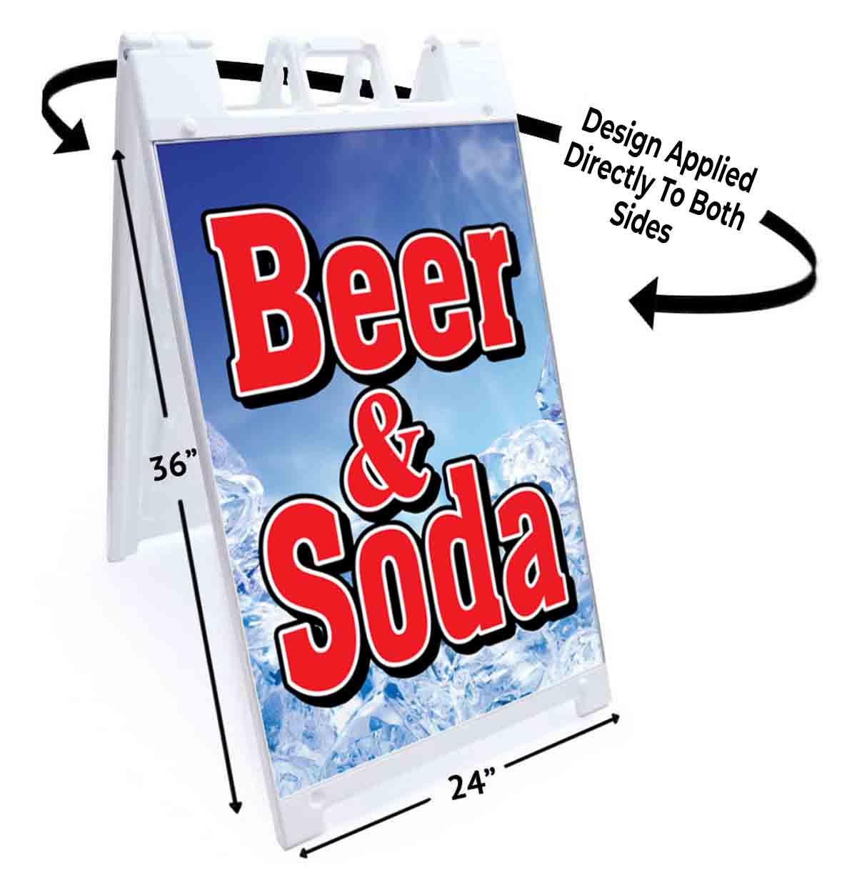 BEER & SODA Signicade 24×36 Aframe Sidewalk Sign Banner Decal DRINKS
