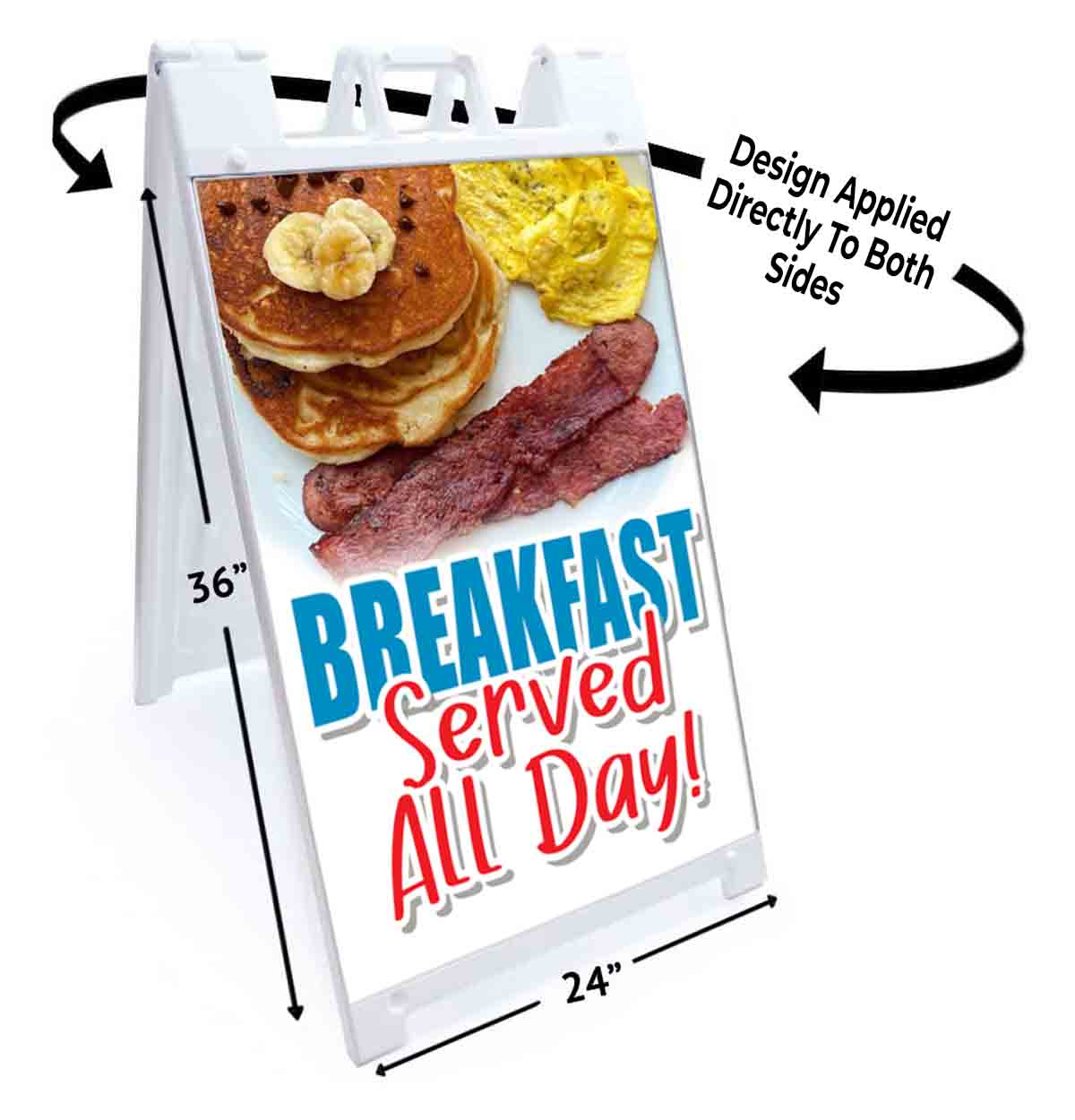 BREAKFAST SERVED ALL DAY Signicade 24×36 Aframe Sidewalk Sign Banner Decal EGGS