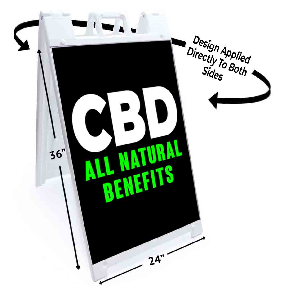 CBD ALL NATURAL BENEFITS Signicade 24×36 Aframe Sidewalk Sign Banner Decal