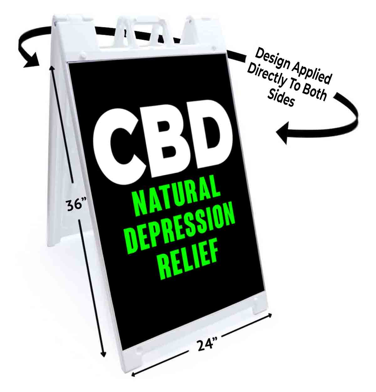 CBD NATURAL DEPRESSION RELIEF Signicade 24×36 Aframe Sidewalk Sign Banner Decal