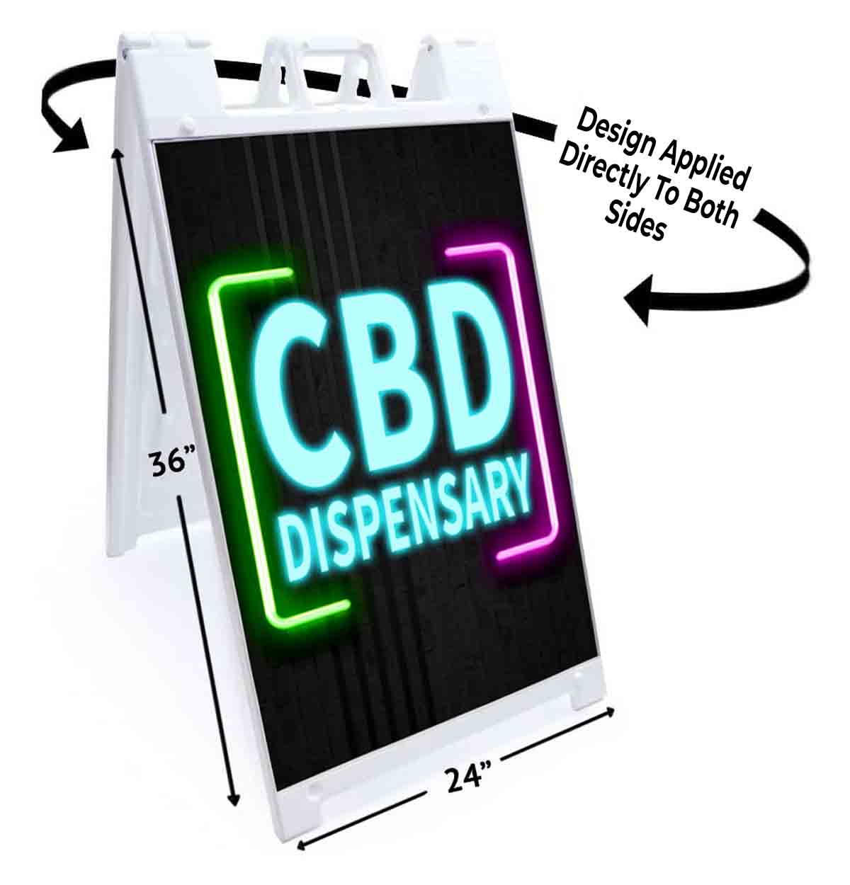 CBD DISPENSARY NEON Signicade 24×36 Aframe Sidewalk Sign Banner Decal SMOKE