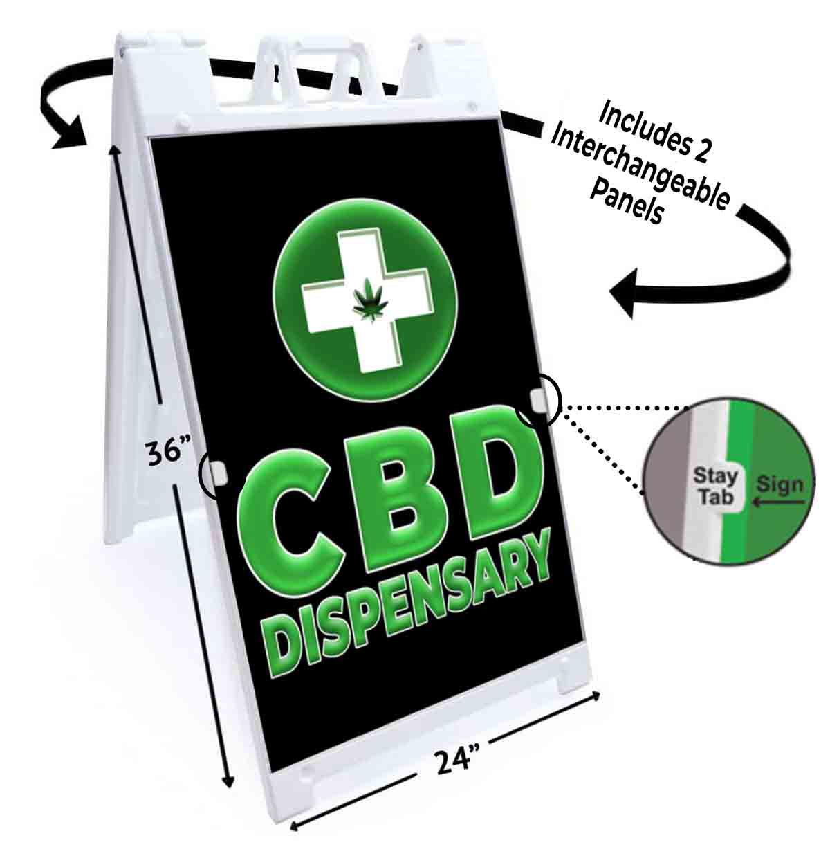 CBD APOTHEKE Signikade 24x36 Aframe Bürgersteig Schild Banner Aufkleber CANNABIDIOL - Bild 5 von 9