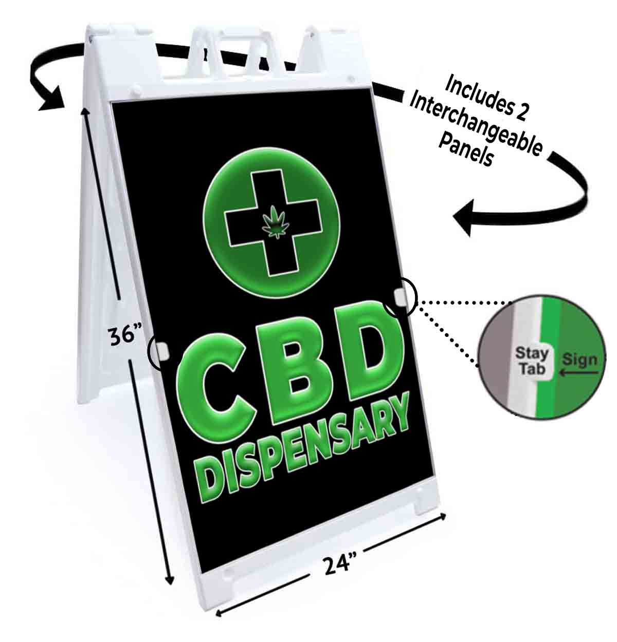 CBD DISPENSARY Signicade 24x36 Aframe Sidewalk Sign Banner Decal ...