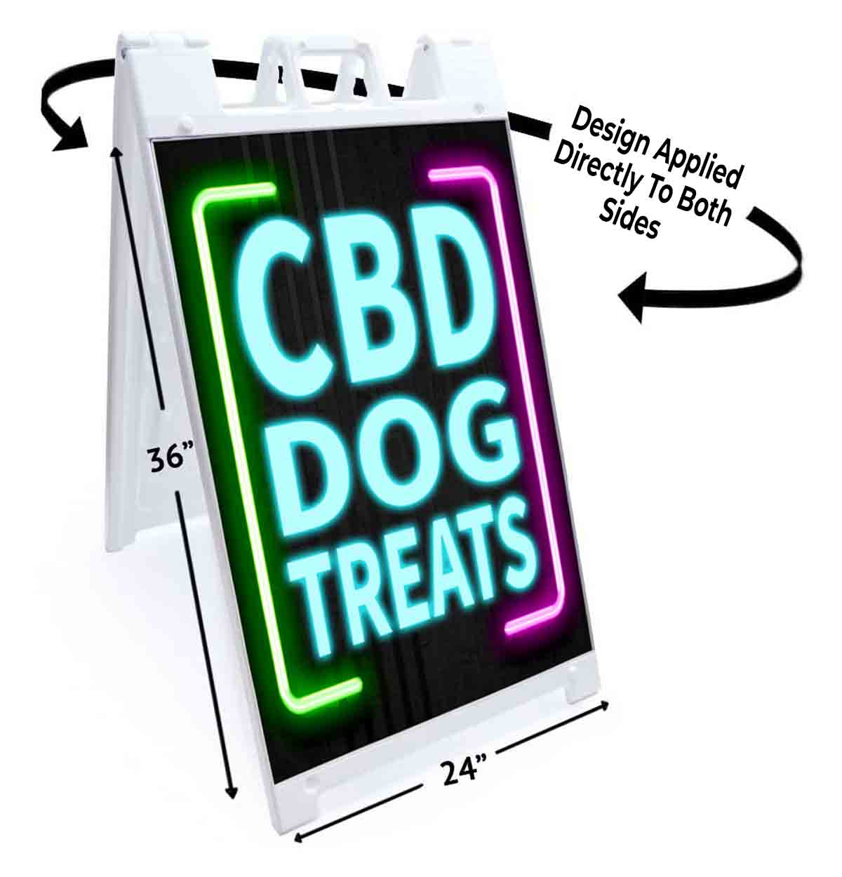 CBD DOG TREATS NEON Signicade 24×36 Aframe Sidewalk Sign Banner Decal EDIBLES