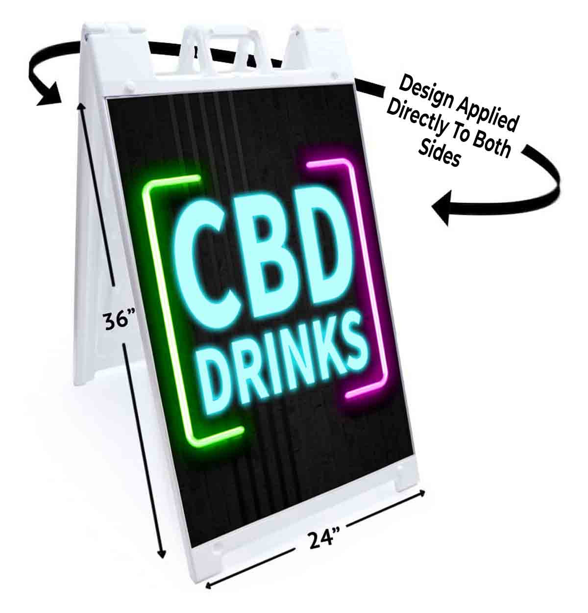 CBD DRINKS NEON Signicade 24×36 Aframe Sidewalk Sign Banner Decal EDIBLES