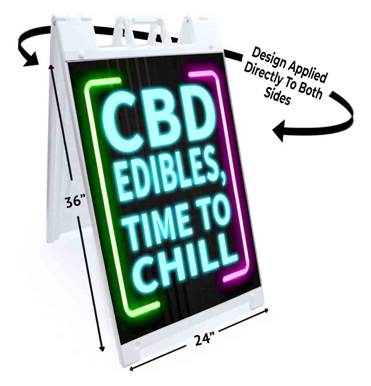 CBD EDIBLES NEON Signicade 24×36 Aframe Sidewalk Sign Banner Decal SMOKE SHOP