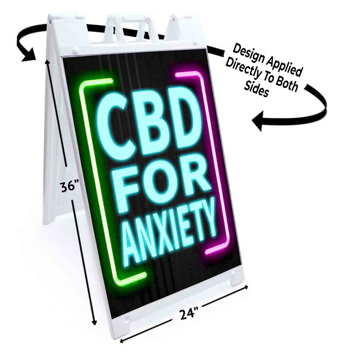CBD FOR ANXIETY NEON Signicade 24×36 Aframe Sidewalk Sign Banner Decal SMOKE