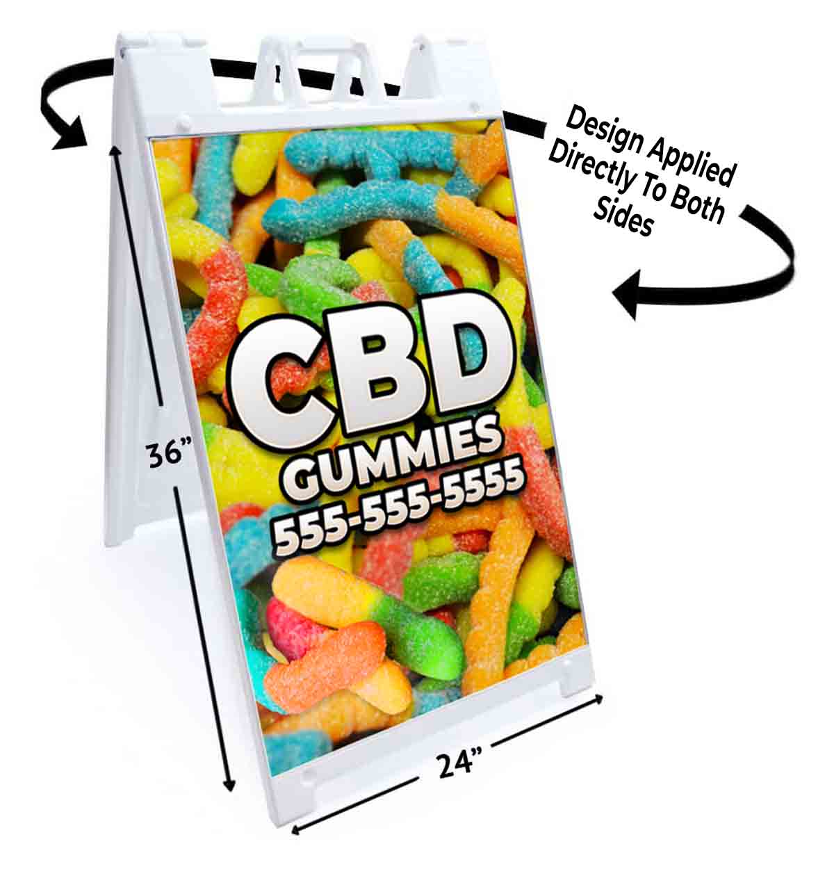 CUSTOMIZABLE GUMMIES Signicade 24×36 Aframe Sidewalk Sign Banner Decal