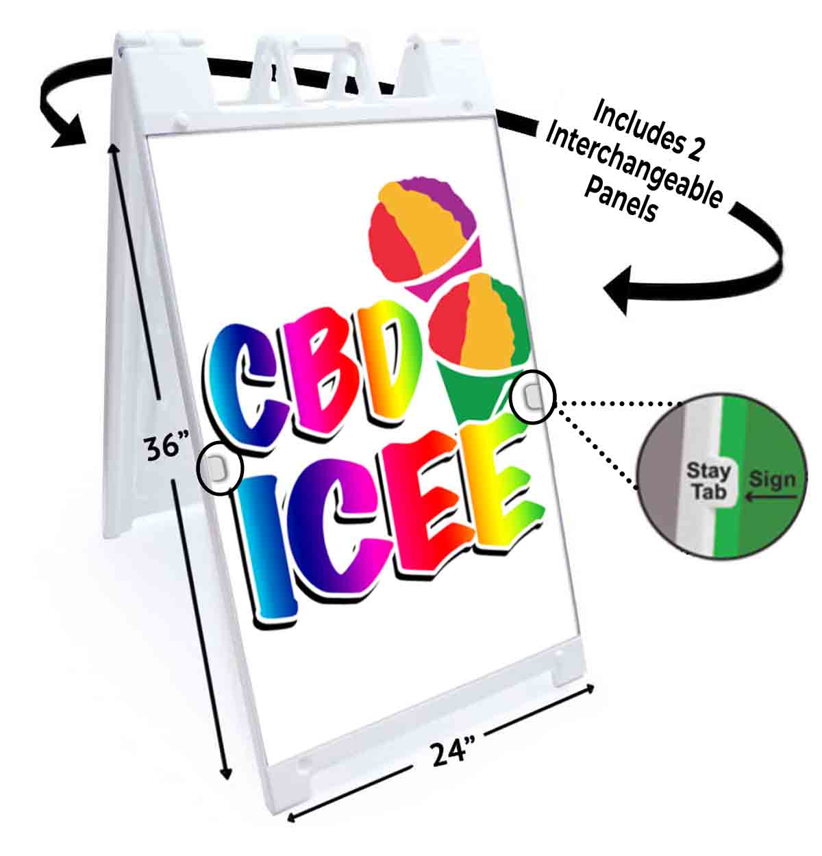 CBD ICEE Signicade 24x36 Aframe Bürgersteig Schild Banner Aufkleber CANNABIDIOL - Bild 5 von 9