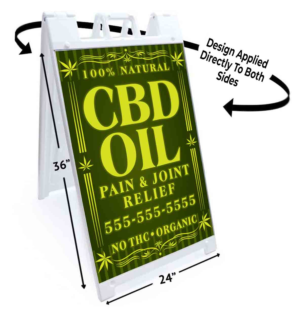 CUSTOMIZABLE CBD RELIEF Signicade 24×36 Aframe Sidewalk Sign Banner Decal