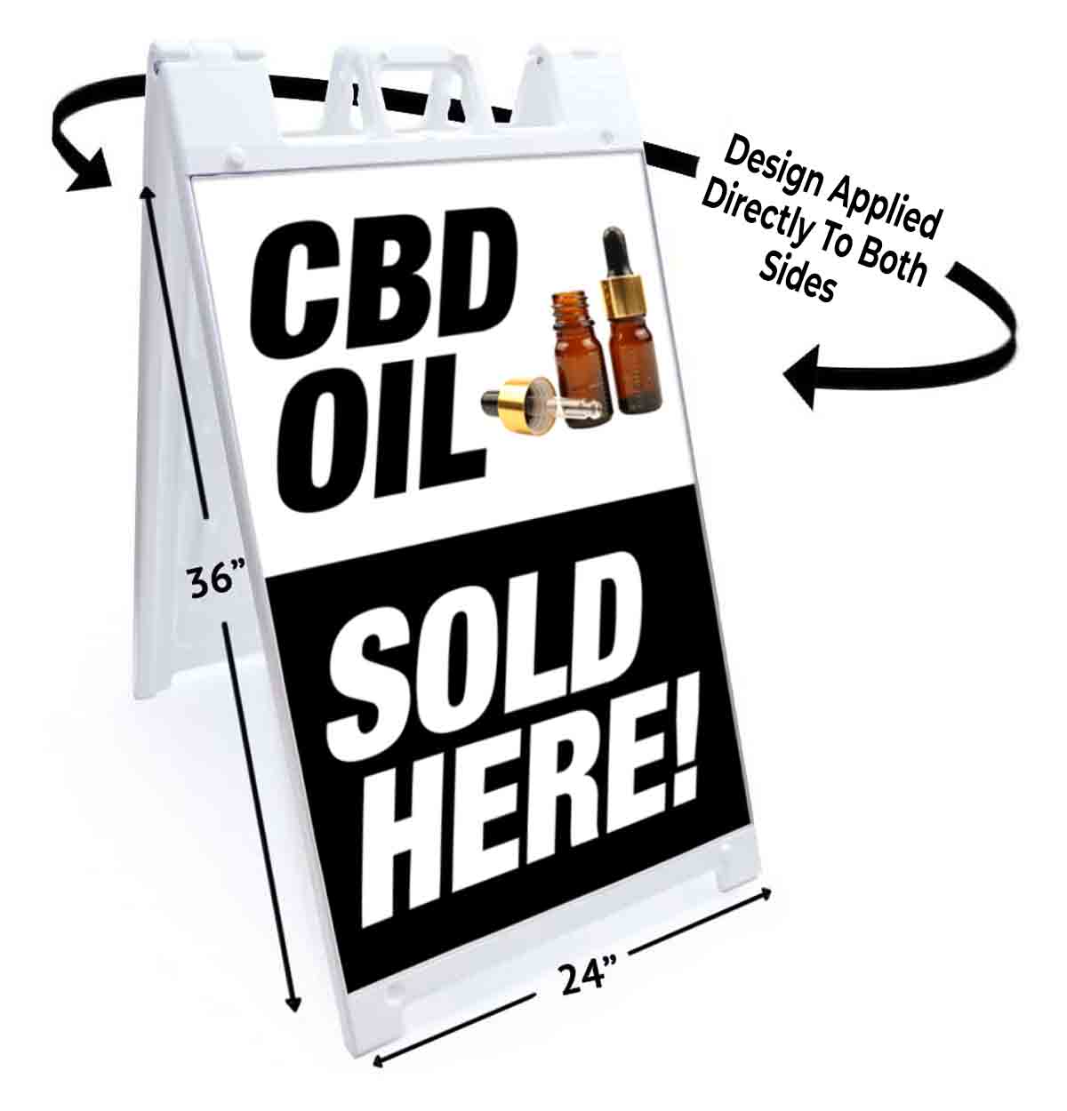 CBD OIL SOLD HERE Signicade 24×36 Aframe Sidewalk Sign Banner Decal CANNABIDIOL
