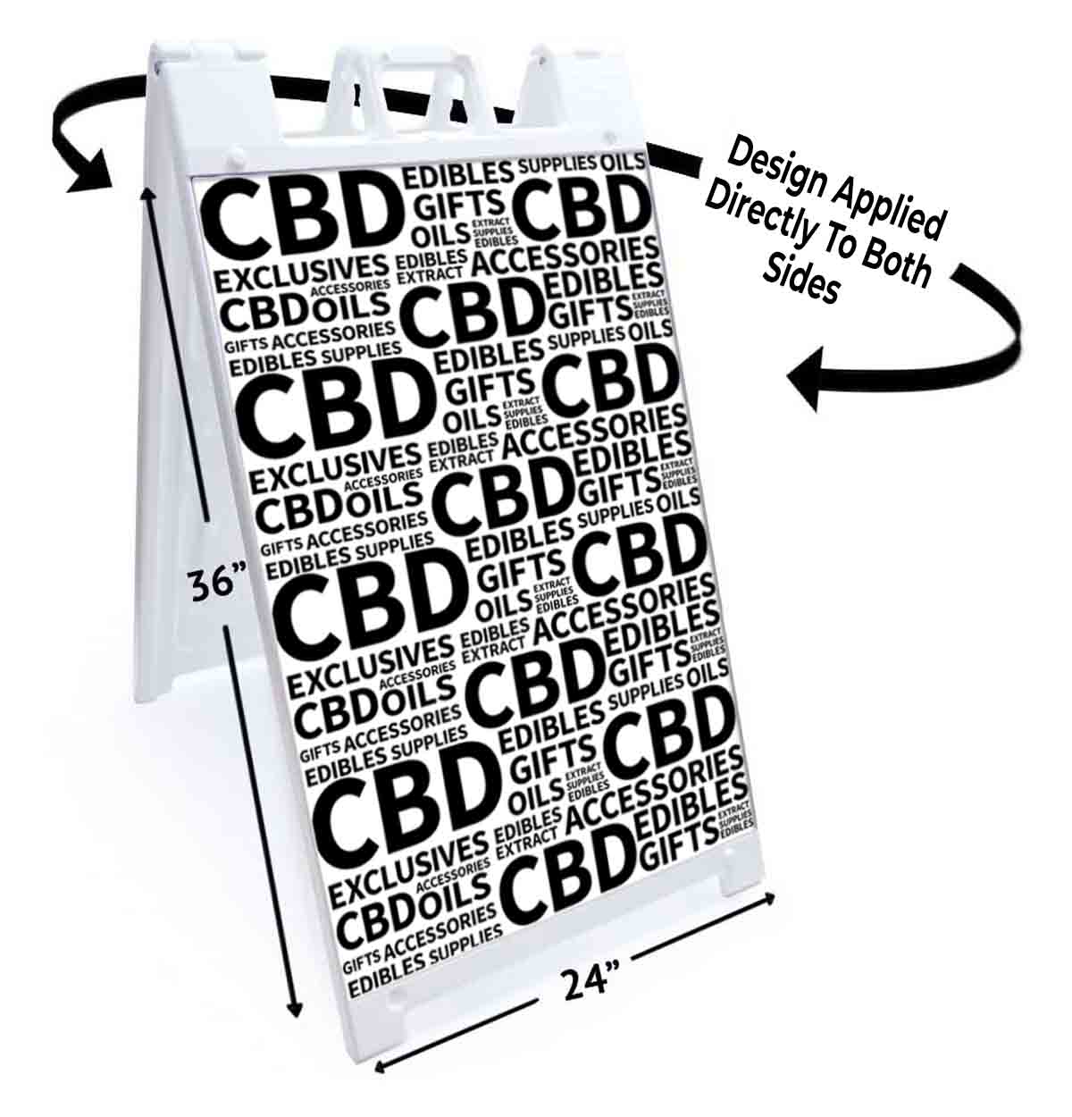 CBD TEXT BLACK GIFTS Signicade 24×36 Aframe Sidewalk Sign Banner Decal MEDICAL