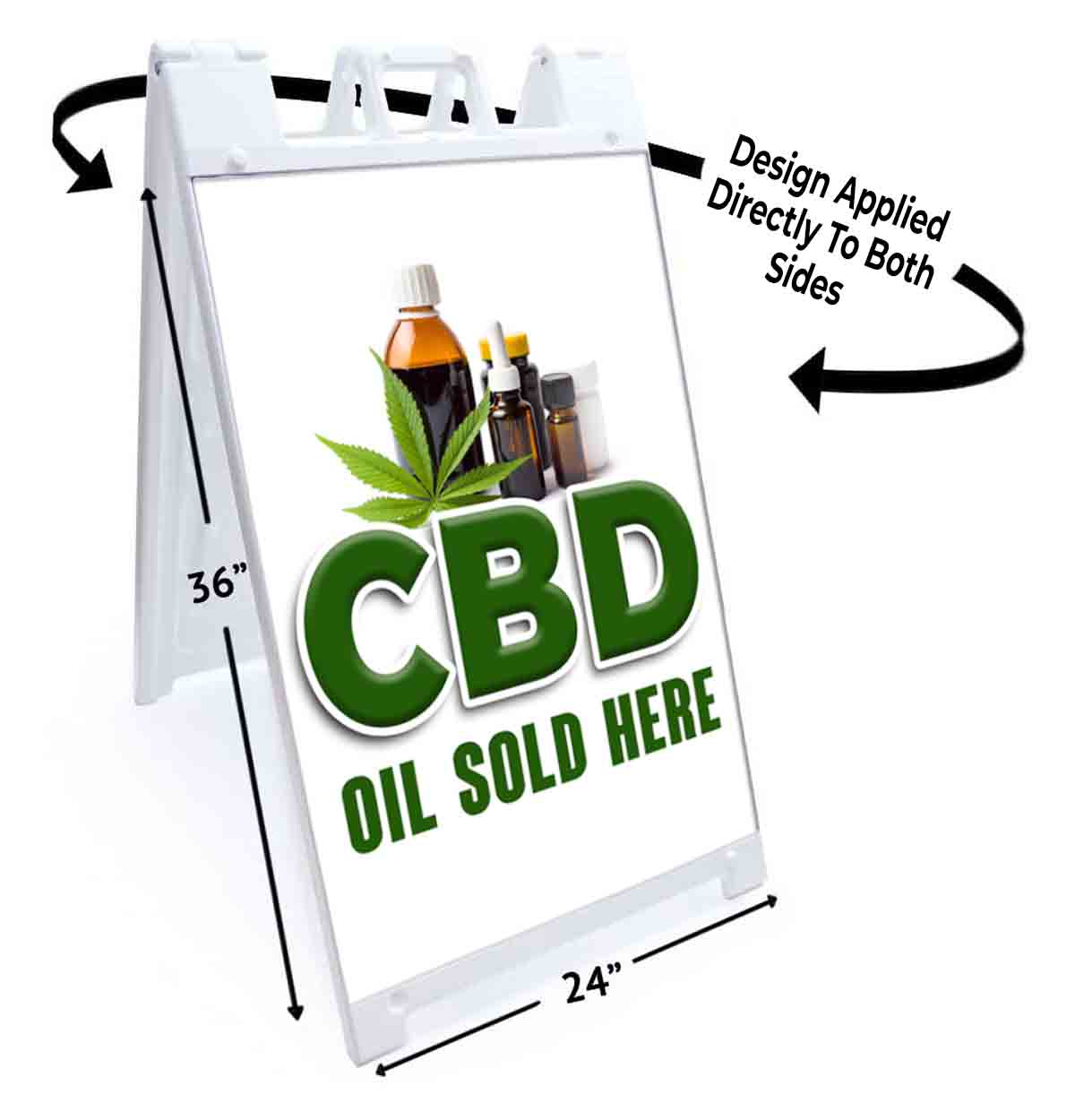 CBD OIL SOLD HERE Signicade 24×36 Aframe Sidewalk Sign Banner Decal CANNABIDIOL