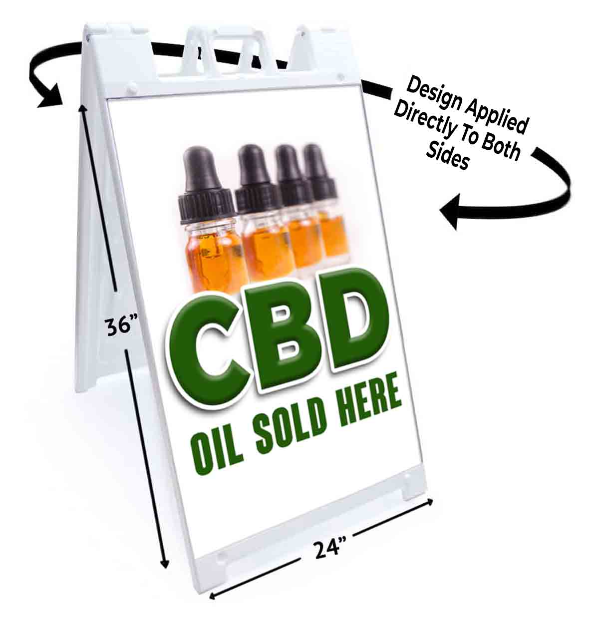 CBD OIL SOLD HERE Signicade 24×36 Aframe Sidewalk Sign Banner Decal CANNABIDIOL