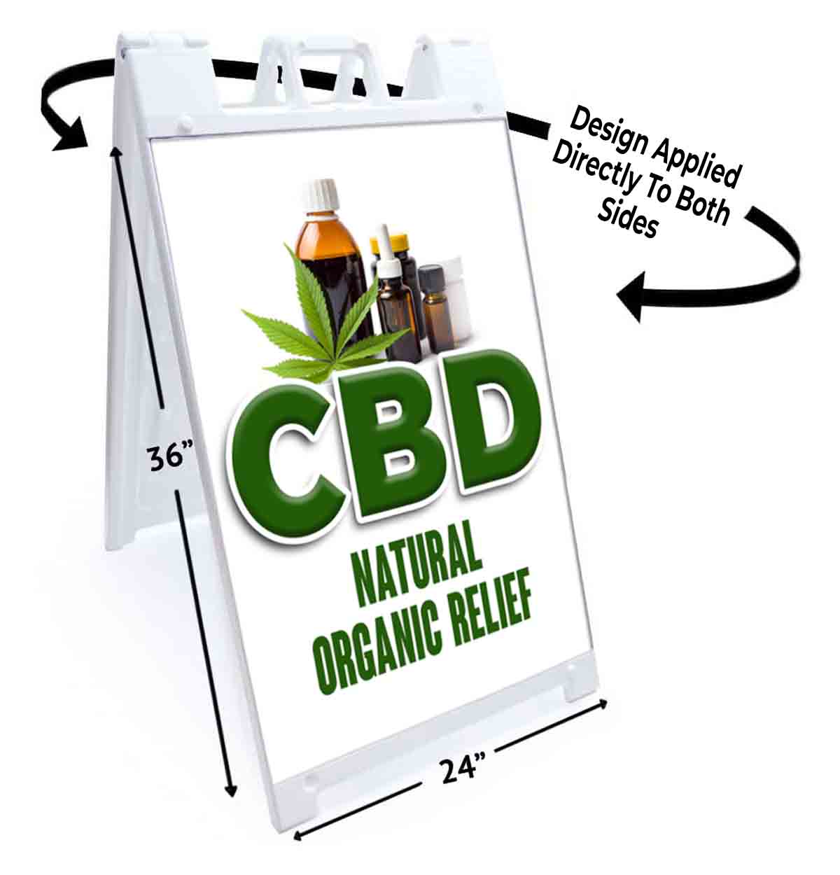 CBD OIL NATURAL RELIEF Signicade 24×36 Aframe Sidewalk Sign Banner Decal