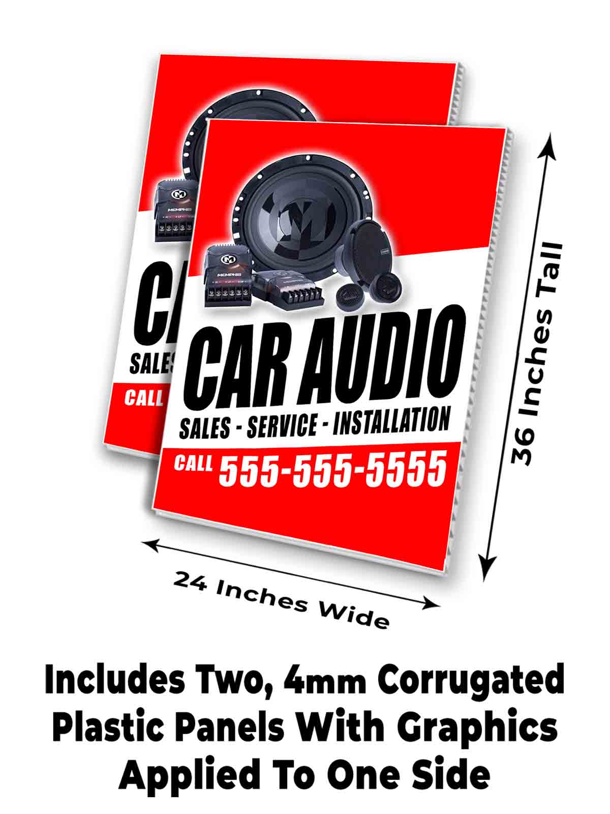 PHONE CUSTOMIZABLE CAR AUDIO Signicade 24x36 Aframe Sidewalk Sign Banner Decal - Picture 6 of 9