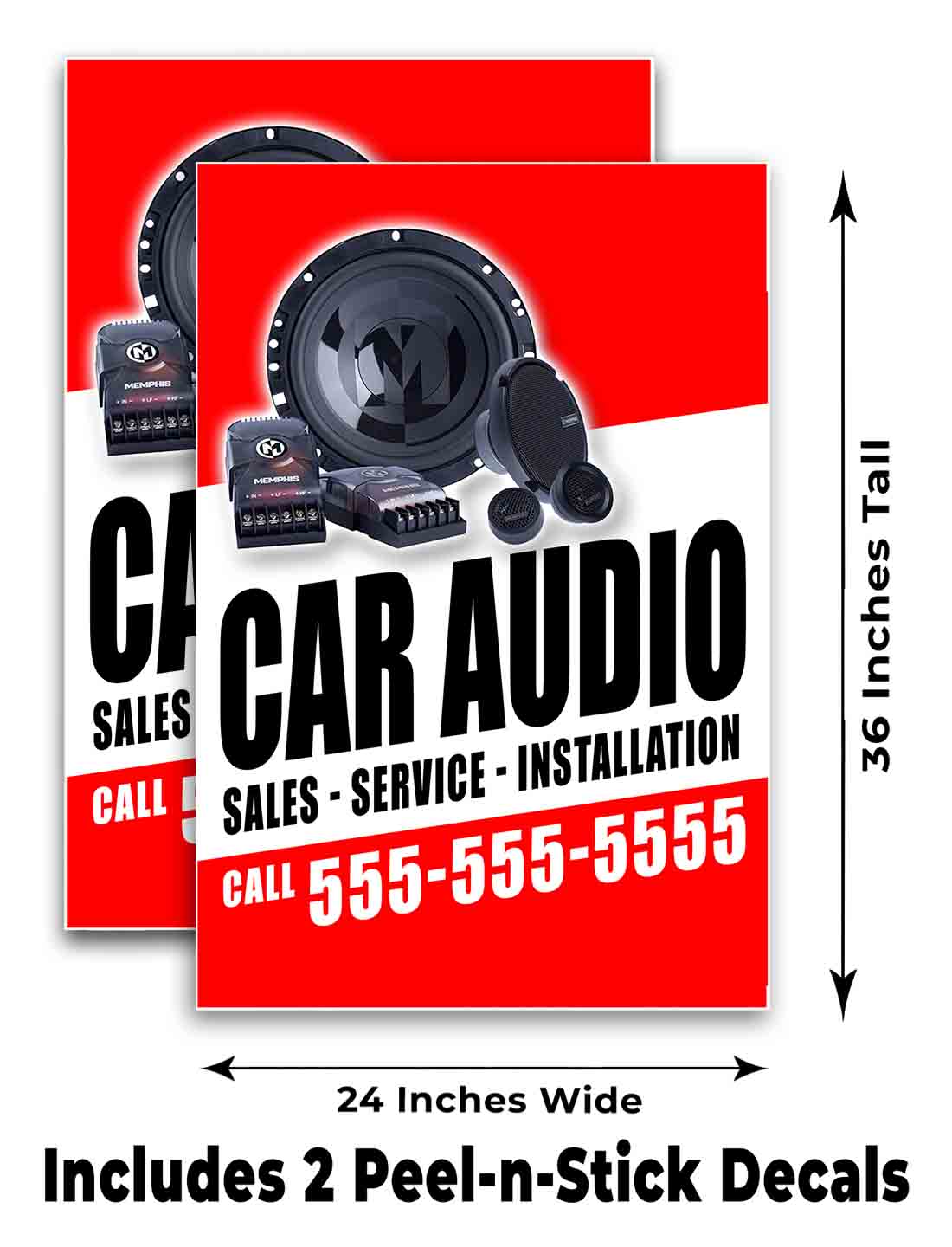 PHONE CUSTOMIZABLE CAR AUDIO Signicade 24x36 Aframe Sidewalk Sign Banner Decal - Picture 5 of 9