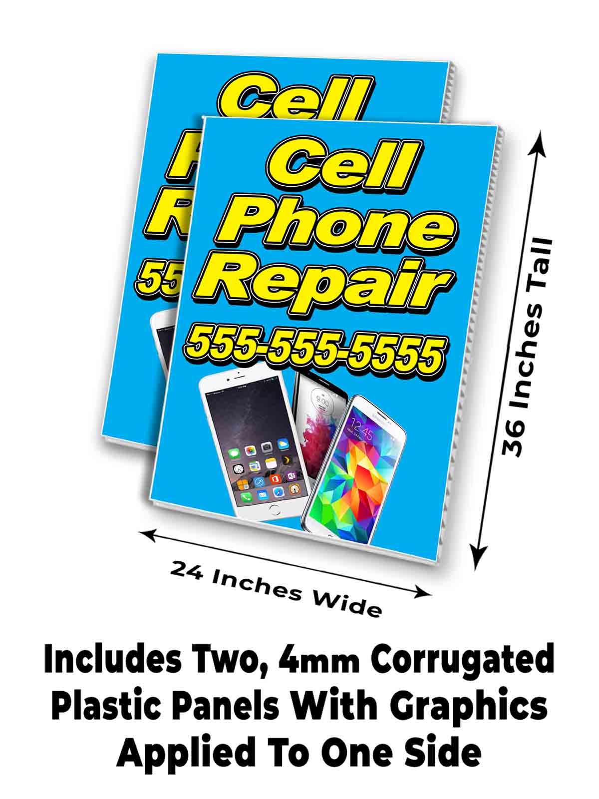 CUSTOMIZABLE PHONE REPAIR Signicade 24x36 Aframe Sidewalk Sign Banner Decal - Picture 7 of 9