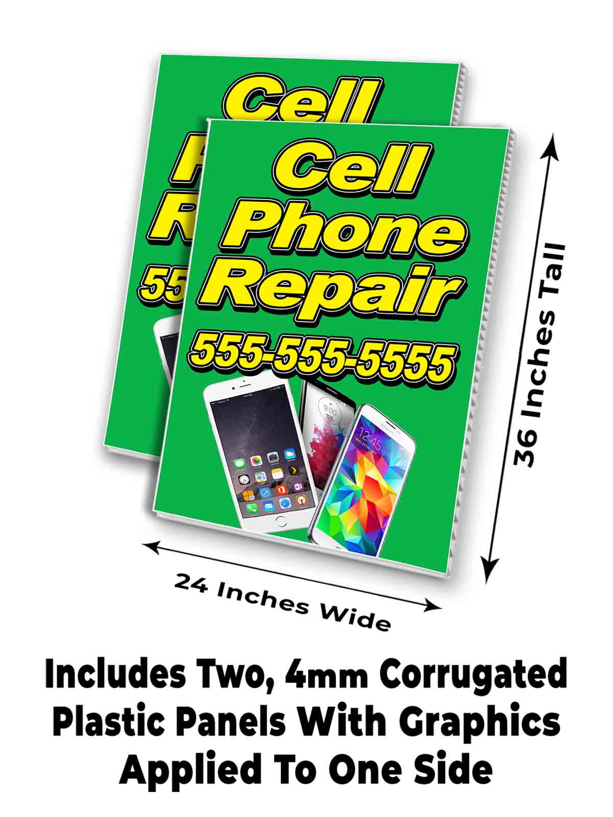 CUSTOMIZABLE CELL PHONE REPAIR Signicade 24x36 Aframe Sidewalk Sign Banner Decal - Picture 7 of 9