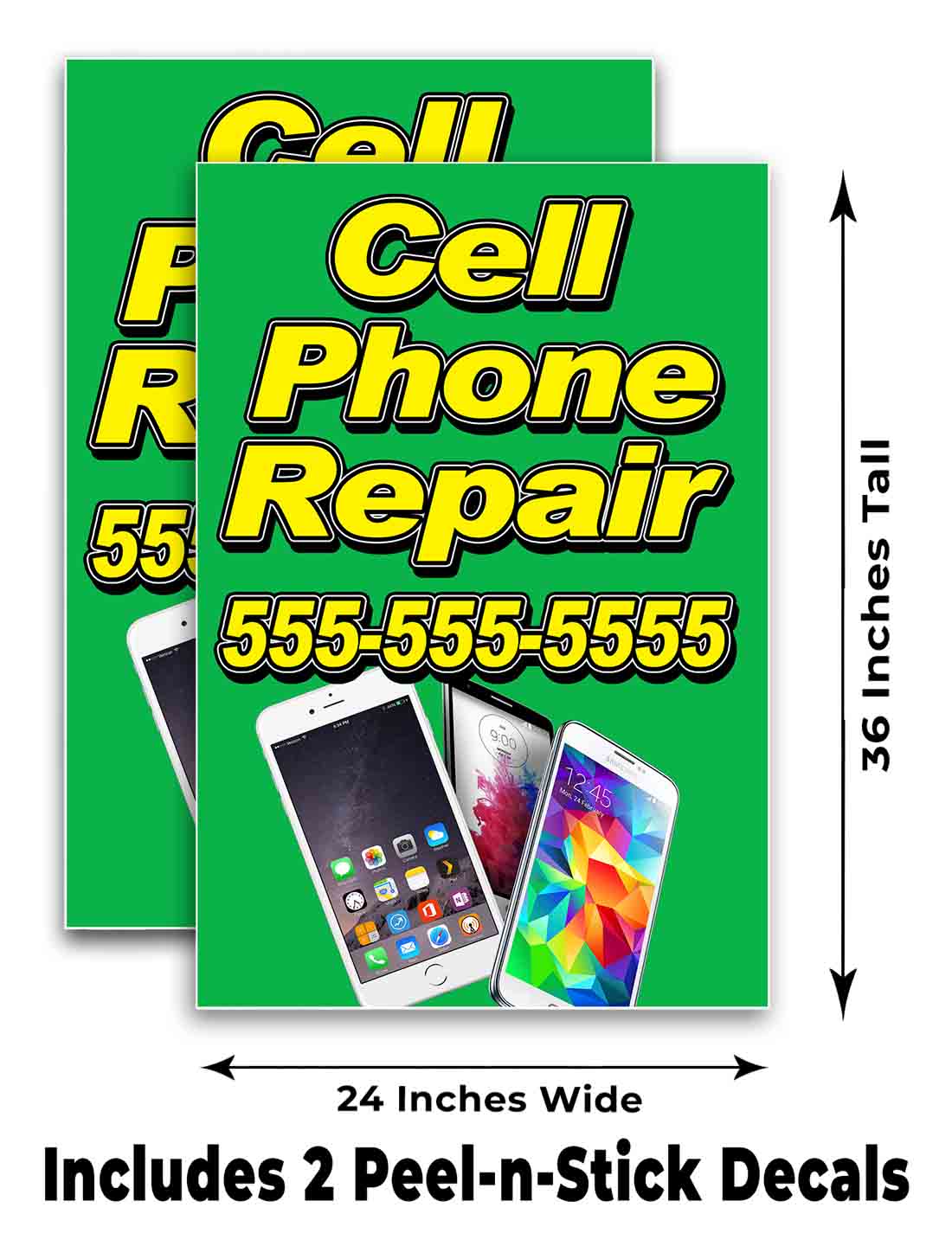 CUSTOMIZABLE CELL PHONE REPAIR Signicade 24x36 Aframe Sidewalk Sign Banner Decal - Picture 6 of 9