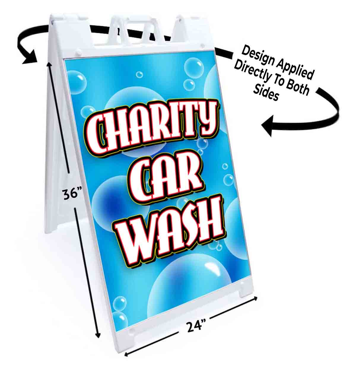 CHARITY CAR WASH Signicade 24×36 Aframe Sidewalk Sign Banner Decal DETAIL