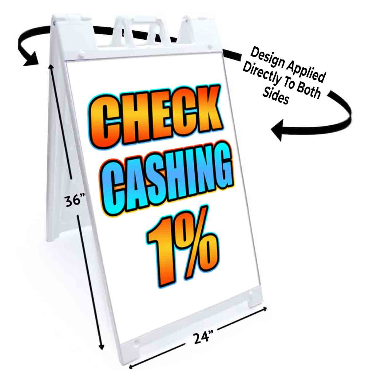 CHECK CASHING 1% Signicade 24×36 Aframe Sidewalk Sign Banner Decal BANKING