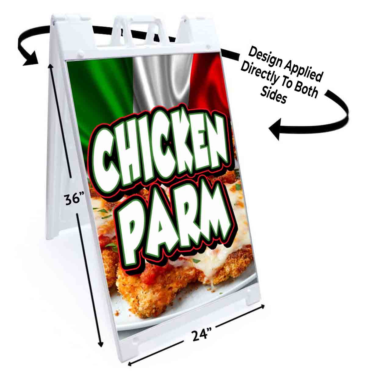 CHICKEN PARM Signicade 24×36 Aframe Sidewalk Sign Banner Decal FOOD POULTRY EGGS