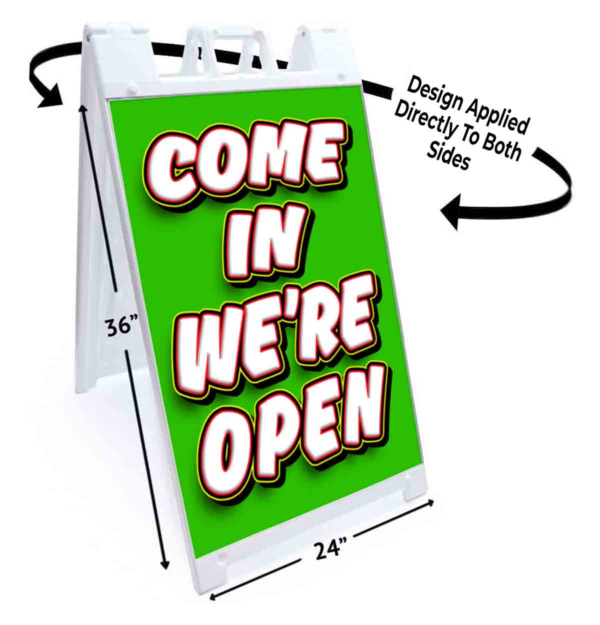 COME IN WE’RE OPEN Signicade 24×36 Aframe Sidewalk Sign Banner Decal