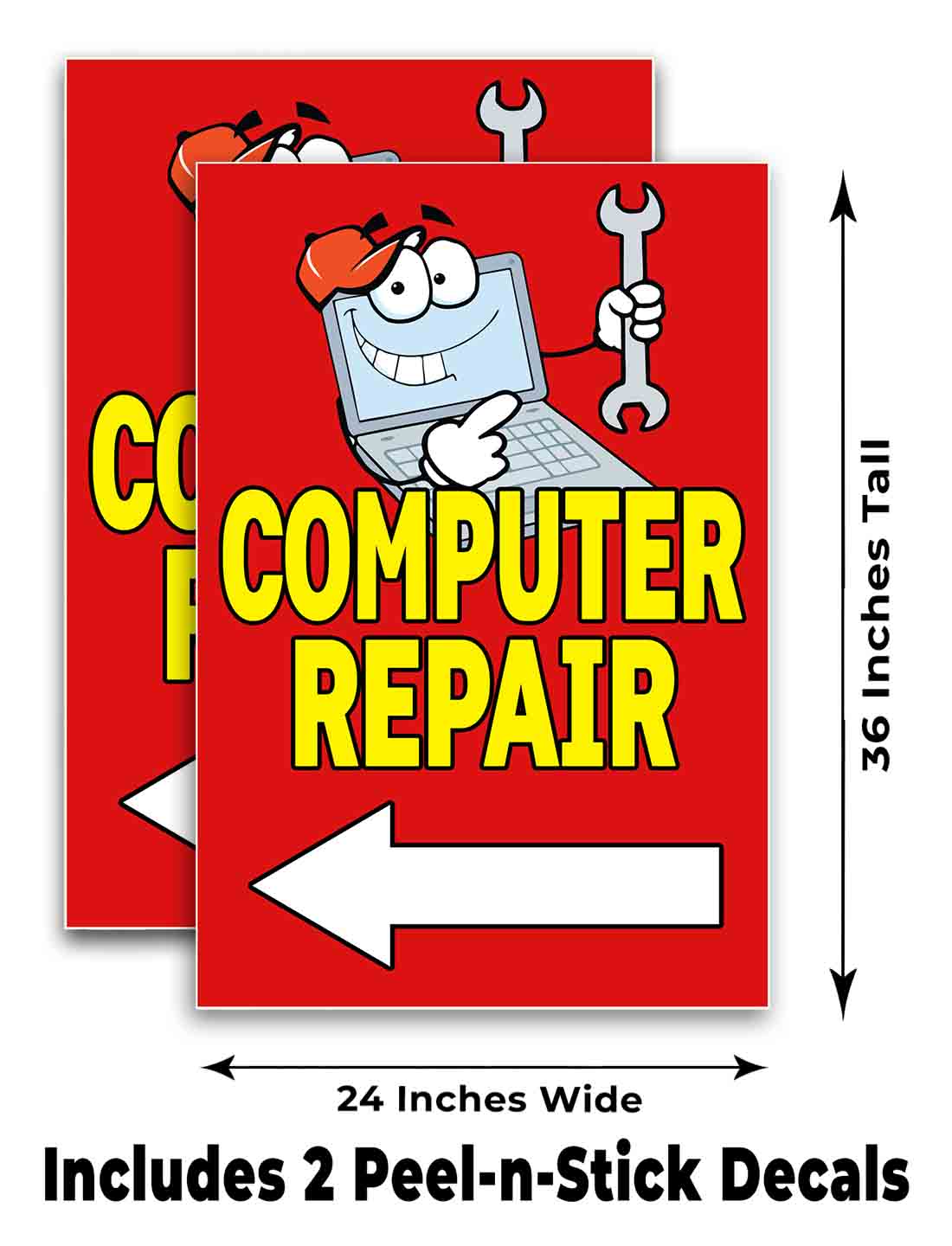 Computer Repairs Signs COMPUTER REPAIR LEFT ARROW Signicade 24x36 Aframe Sidewalk Sign Banner ...