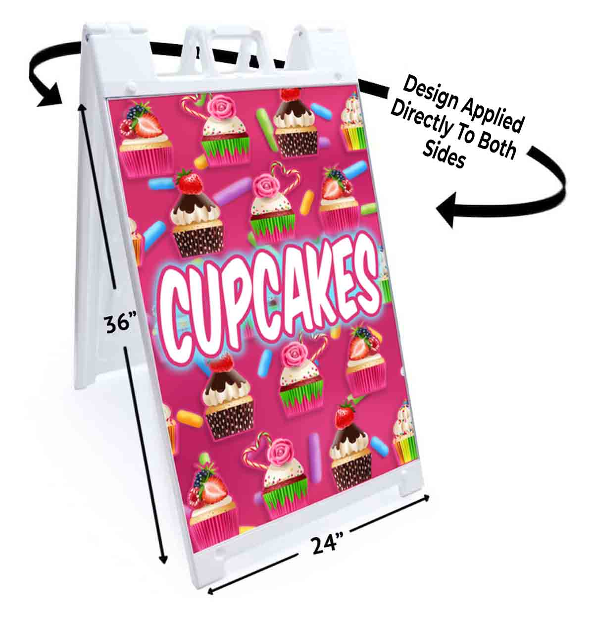 CUPCAKES Signicade 24×36 Aframe Sidewalk Sign Banner Decal FOOD