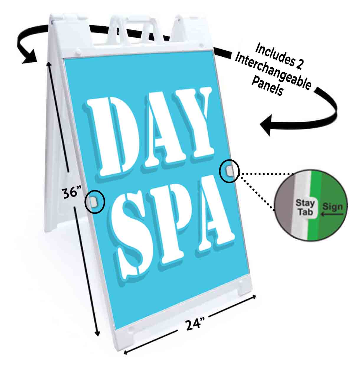 DAY SPA Signicade 24x36 Aframe Sidewalk Sign Banner Decal RESORT - Picture 5 of 9