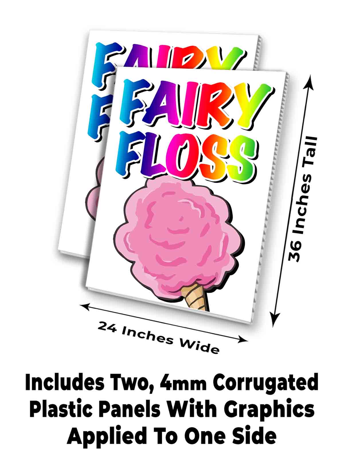 FAIRY FLOSS Signicade 24x36 Aframe Sidewalk Sign Banner Decal FOOD - Picture 7 of 9