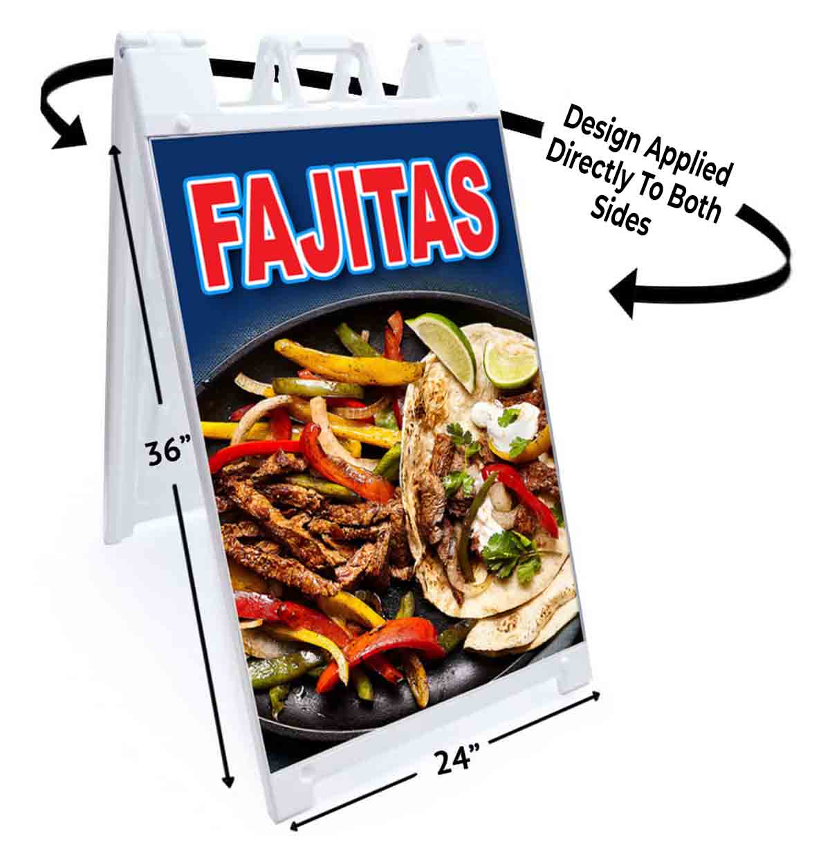 FAJITAS Signicade 24×36 Aframe Sidewalk Sign Banner Decal TEX-MEX CUISINE