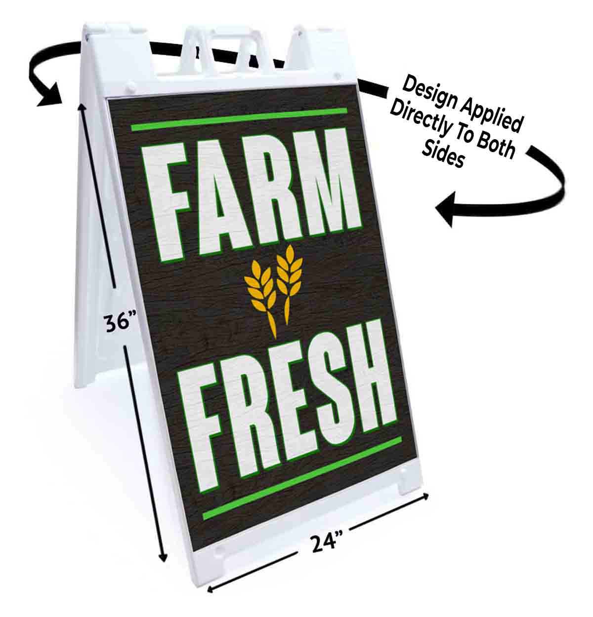 FARM FRESH BLACK WOOD Signicade 24×36 Aframe Sidewalk Sign Banner Decal EBONY