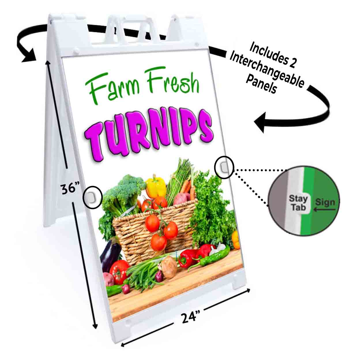 FARM FRESH TURNIPS Signicade 24x36 Aframe Sidewalk Sign Banner Decal ...