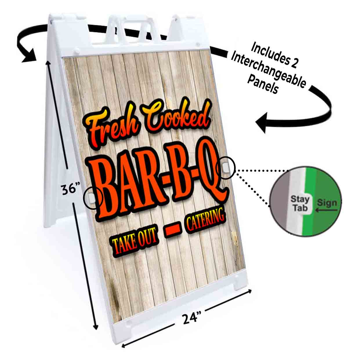 FRESH COOKED BBQ Signicade 24x36 Aframe Sidewalk Sign Banner Decal FOOD ...