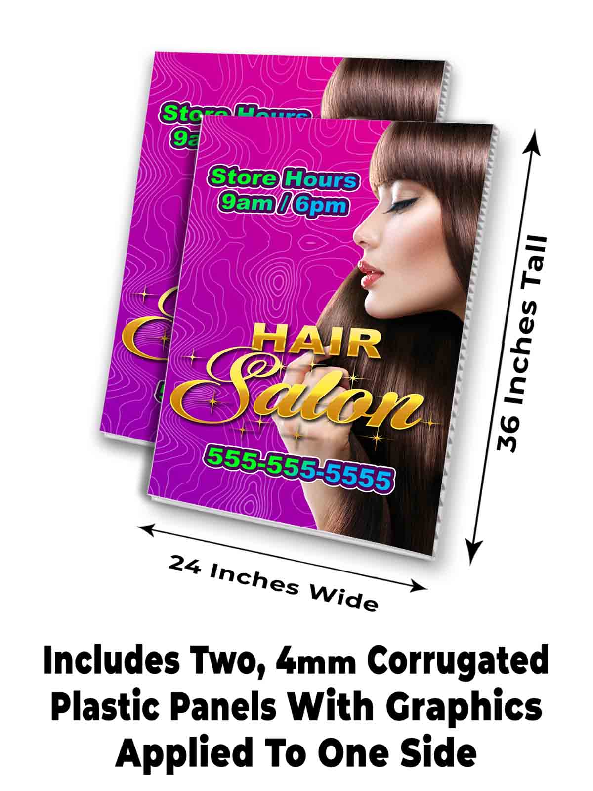 CUSTOMIZABLE HAIR SALON Signicade 24x36 Aframe Sidewalk Sign Banner Decal - Picture 7 of 9
