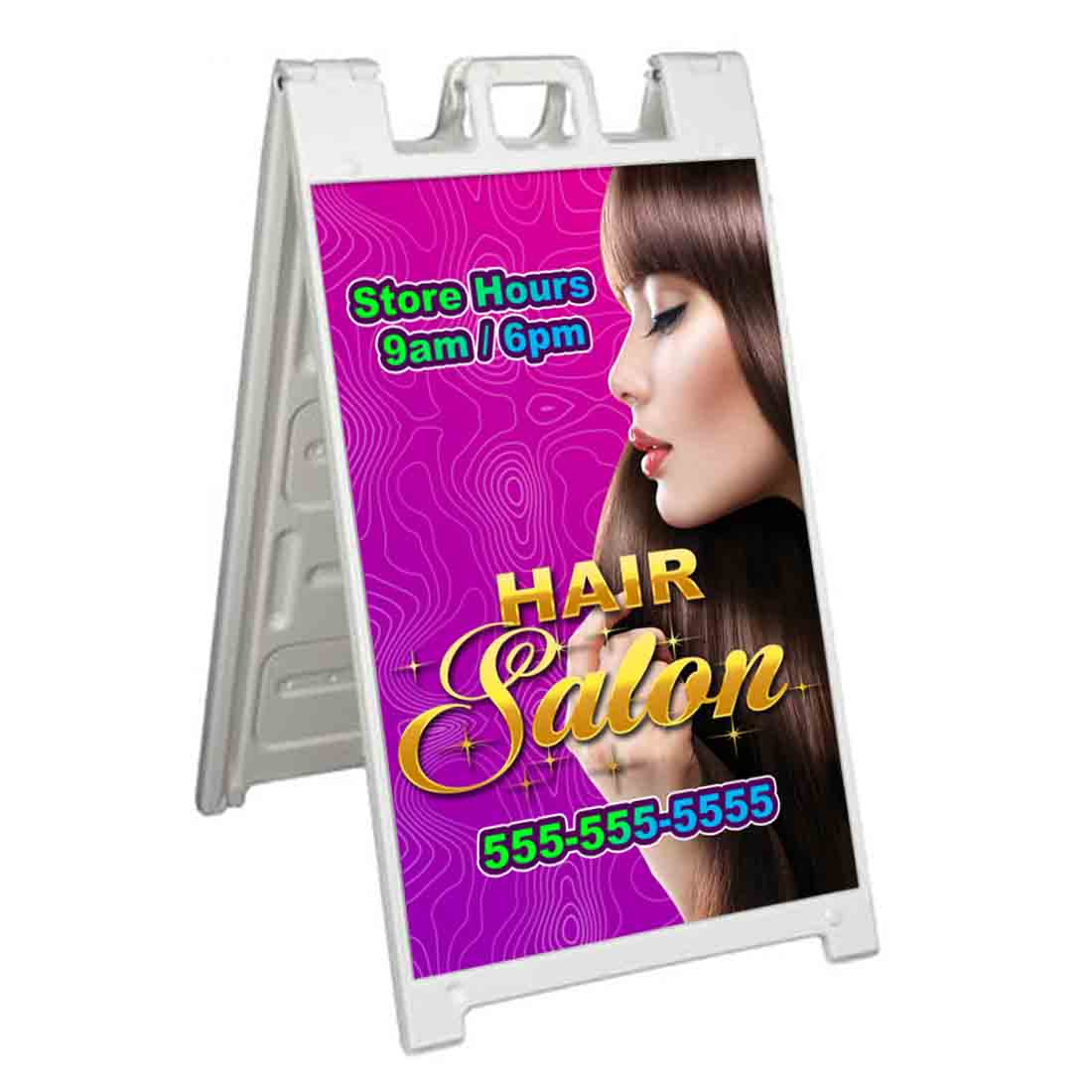 CUSTOMIZABLE HAIR SALON Signicade 24x36 Aframe Sidewalk Sign Banner Decal - Picture 4 of 9